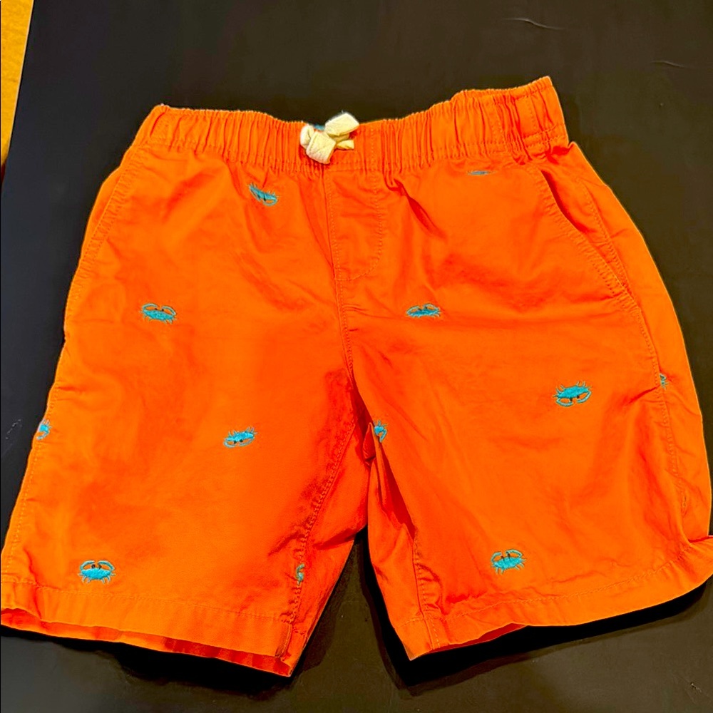 Orange Shorts with Blue Crab Embroidery Lands End Boys size 8